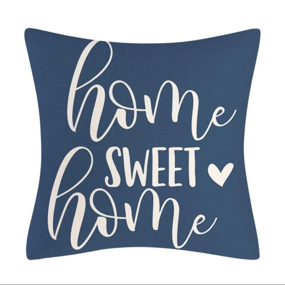 Luxury Home | Chic Blue Home Sweet Home Mix n' Match Throw Pillow Covers